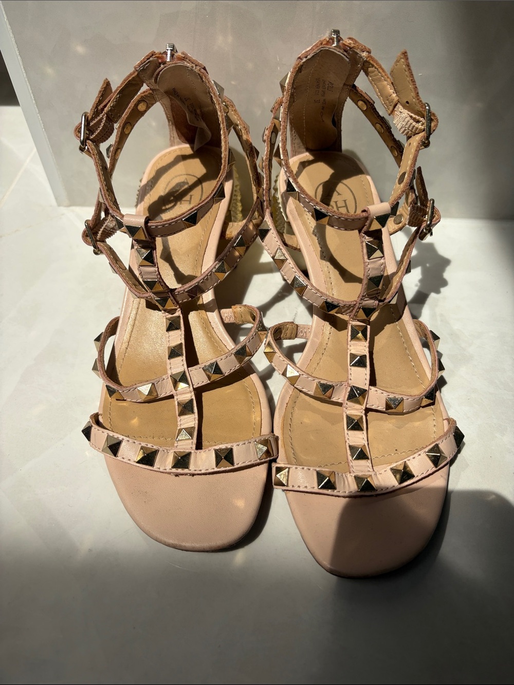 Ash Blush Pink Studded Gladiator Sandals